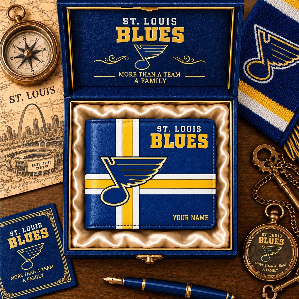 St. Louis Blues National Hockey League Team Logo Custom Name Wallet