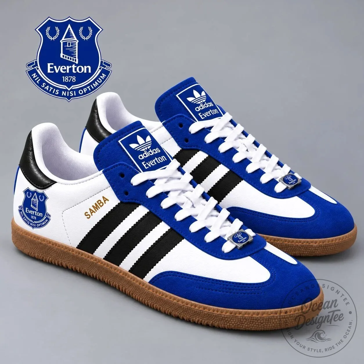 Everton Football Club Team Crest Blue and White Samba Shoes