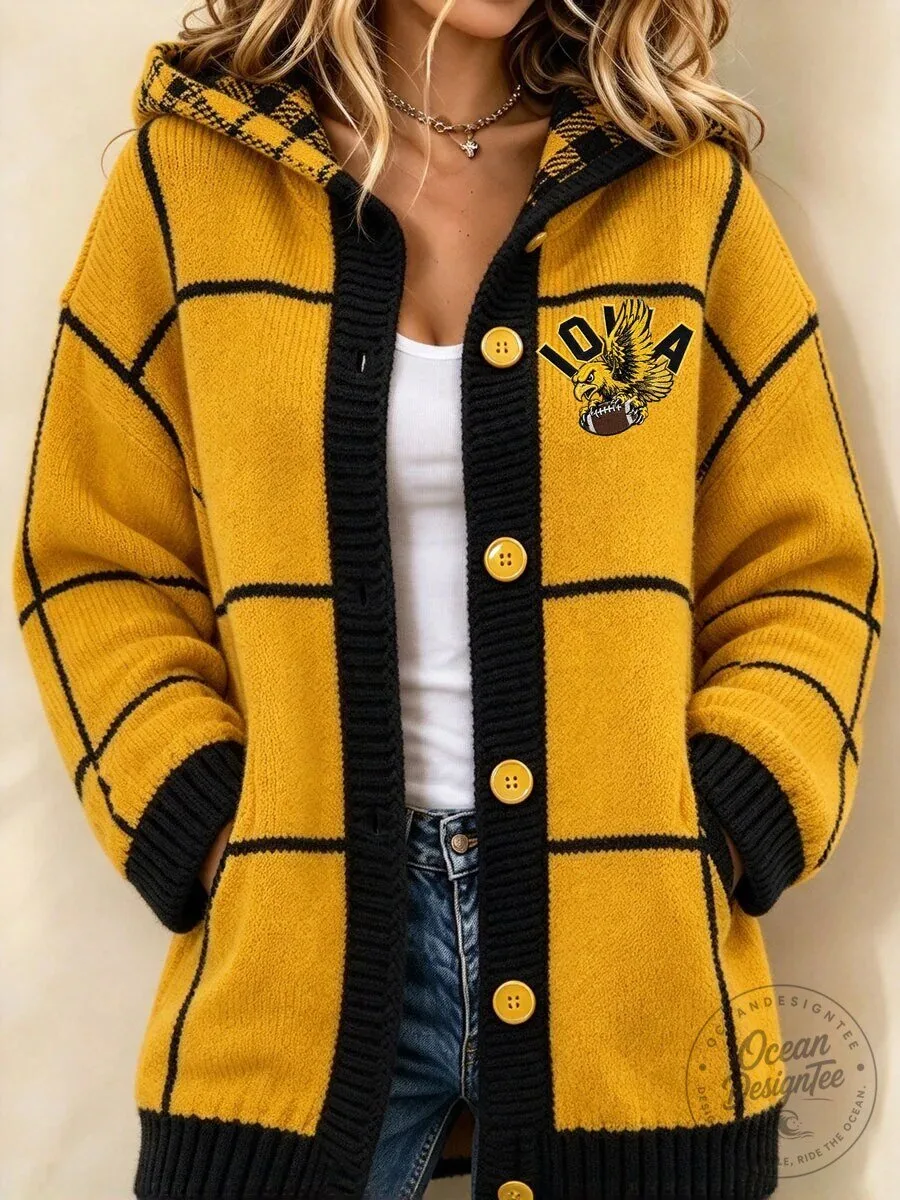 Iowa Hawkeyes Football Team Logo Cardigan Sweater