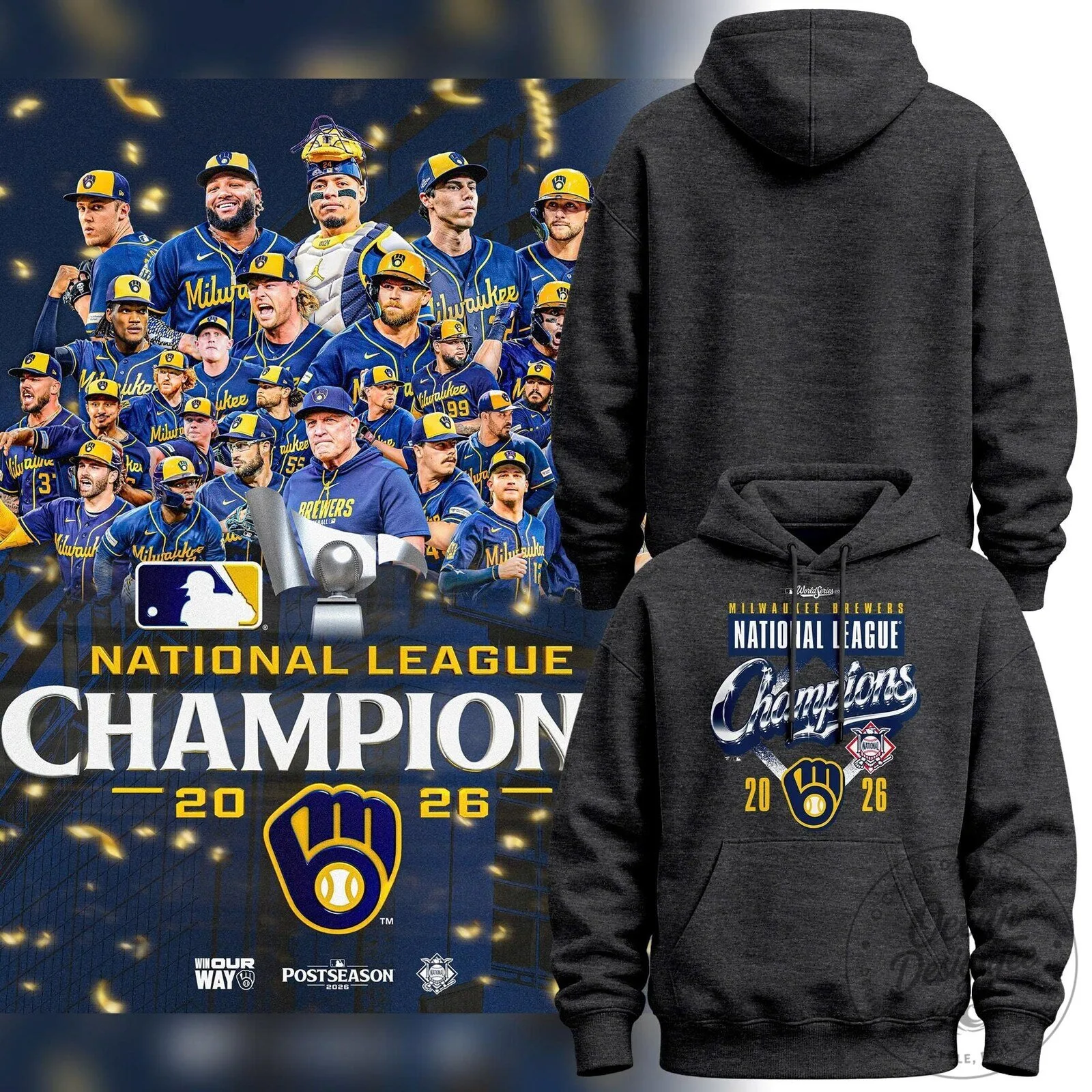 Milwaukee Brewers National League Champions 2026 Locker Room Hoodie