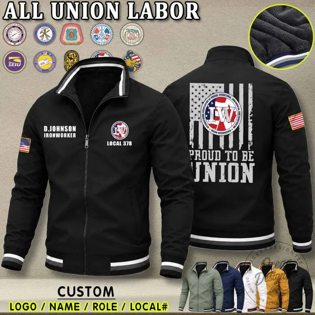 Union Labor Proud to Be Union Ironworker Fleece Lined Jacket Union Labor Proud to Be Union Ironworker Fleece Lined Jacket