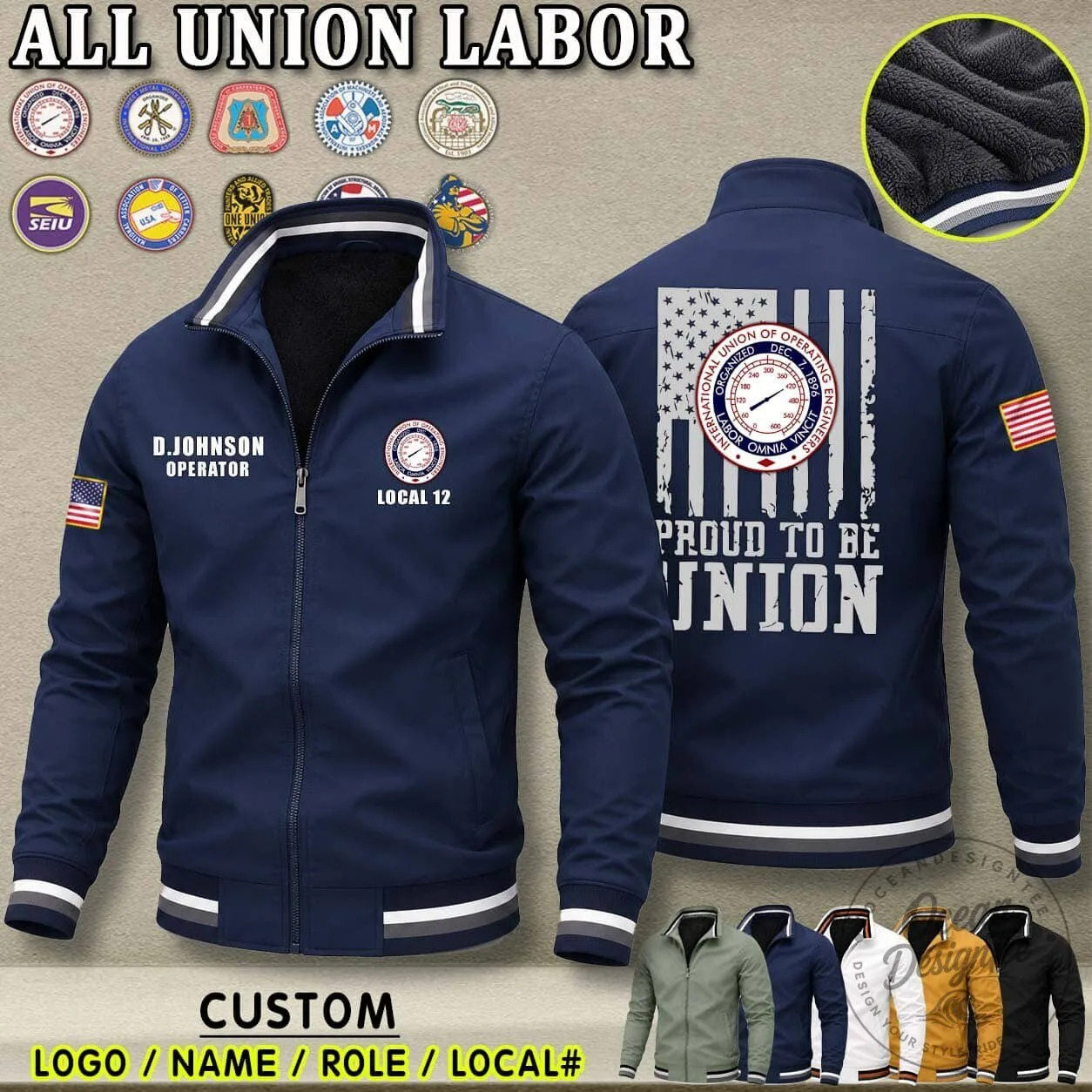 Union Labor Proud to Be Union Ironworker Fleece Lined Jacket 12 Union Labor Proud to Be Union Ironworker Fleece Lined Jacket