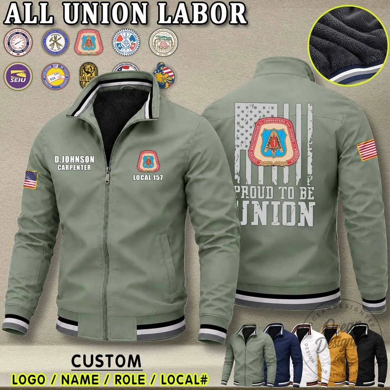 Union Labor Proud to Be Union Ironworker Fleece Lined Jacket 13 Union Labor Proud to Be Union Ironworker Fleece Lined Jacket