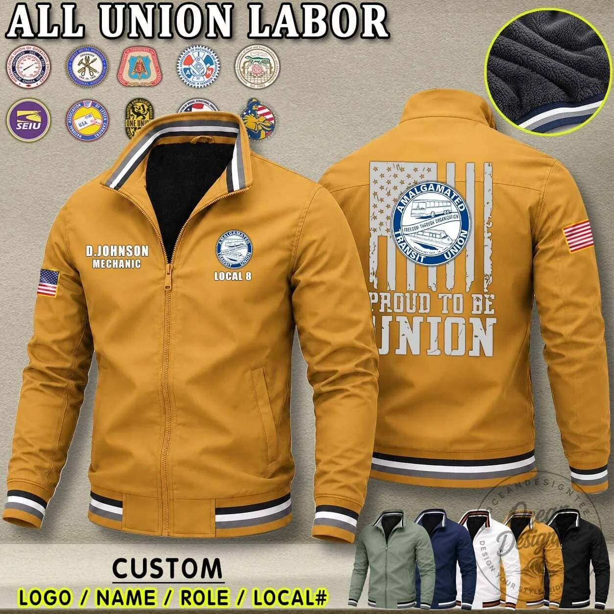 Union Labor Proud to Be Union Ironworker Fleece Lined Jacket 14 Union Labor Proud to Be Union Ironworker Fleece Lined Jacket