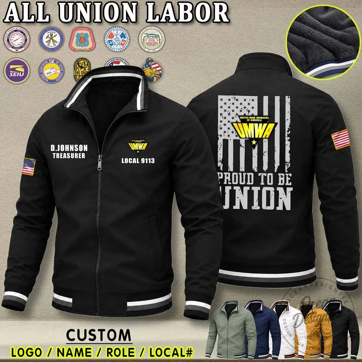 Union Labor Proud to Be Union Ironworker Fleece Lined Jacket 15 Union Labor Proud to Be Union Ironworker Fleece Lined Jacket