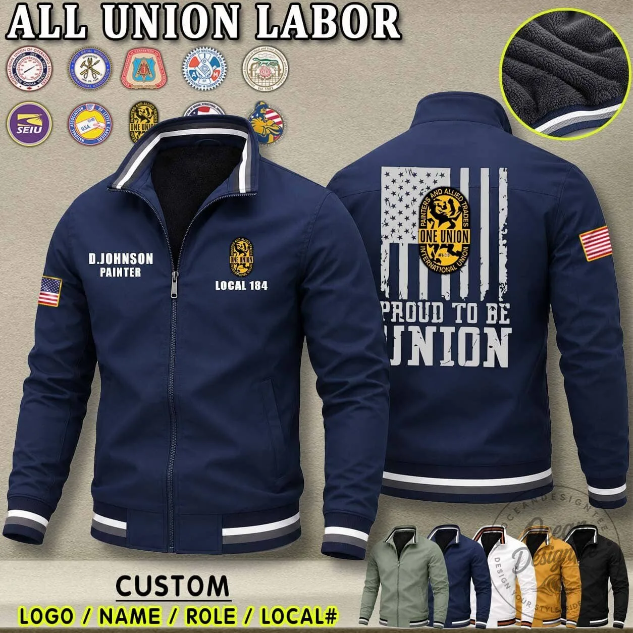 Union Labor Proud to Be Union Ironworker Fleece Lined Jacket 16 Union Labor Proud to Be Union Ironworker Fleece Lined Jacket