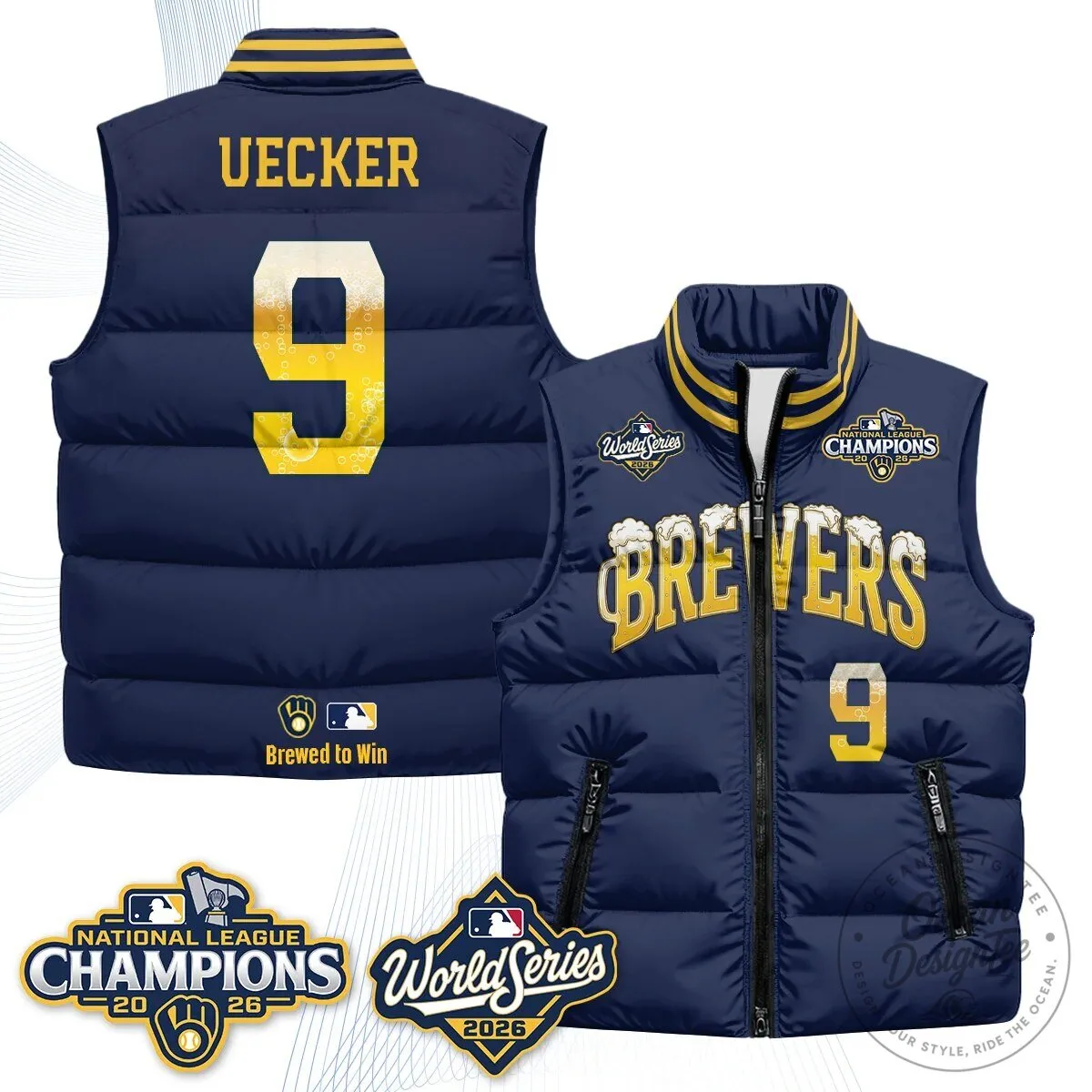 Milwaukee Brewers National League Champions 2026 Puffer Vest