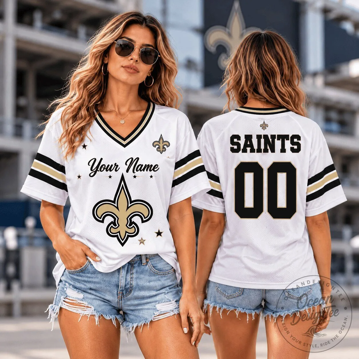 New Orleans Saints Personalized Football Jersey for Women, Custom Name and Number