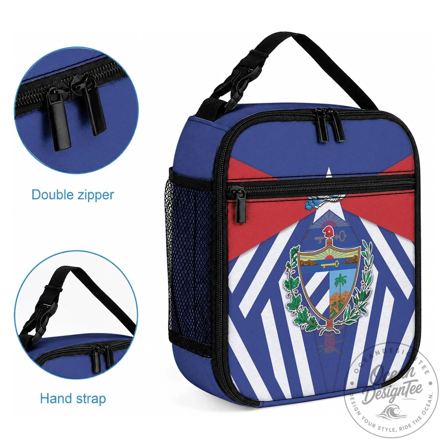 Cuba Flag Coat of Arms Insulated Lunch Bag for School and Work 6 Cuba Flag Coat of Arms Insulated Lunch Bag for School and Work