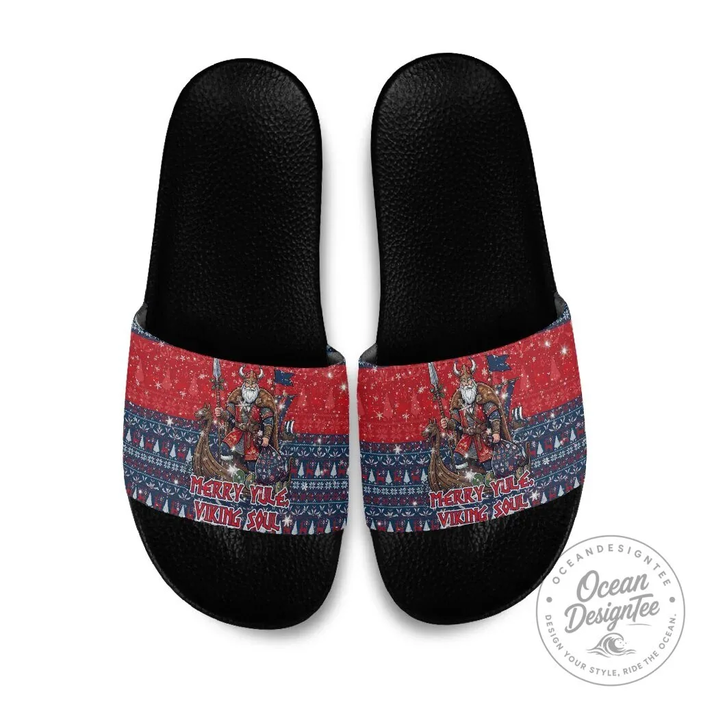 Viking Merry Yule Soul Christmas Holiday Slide Sandals
