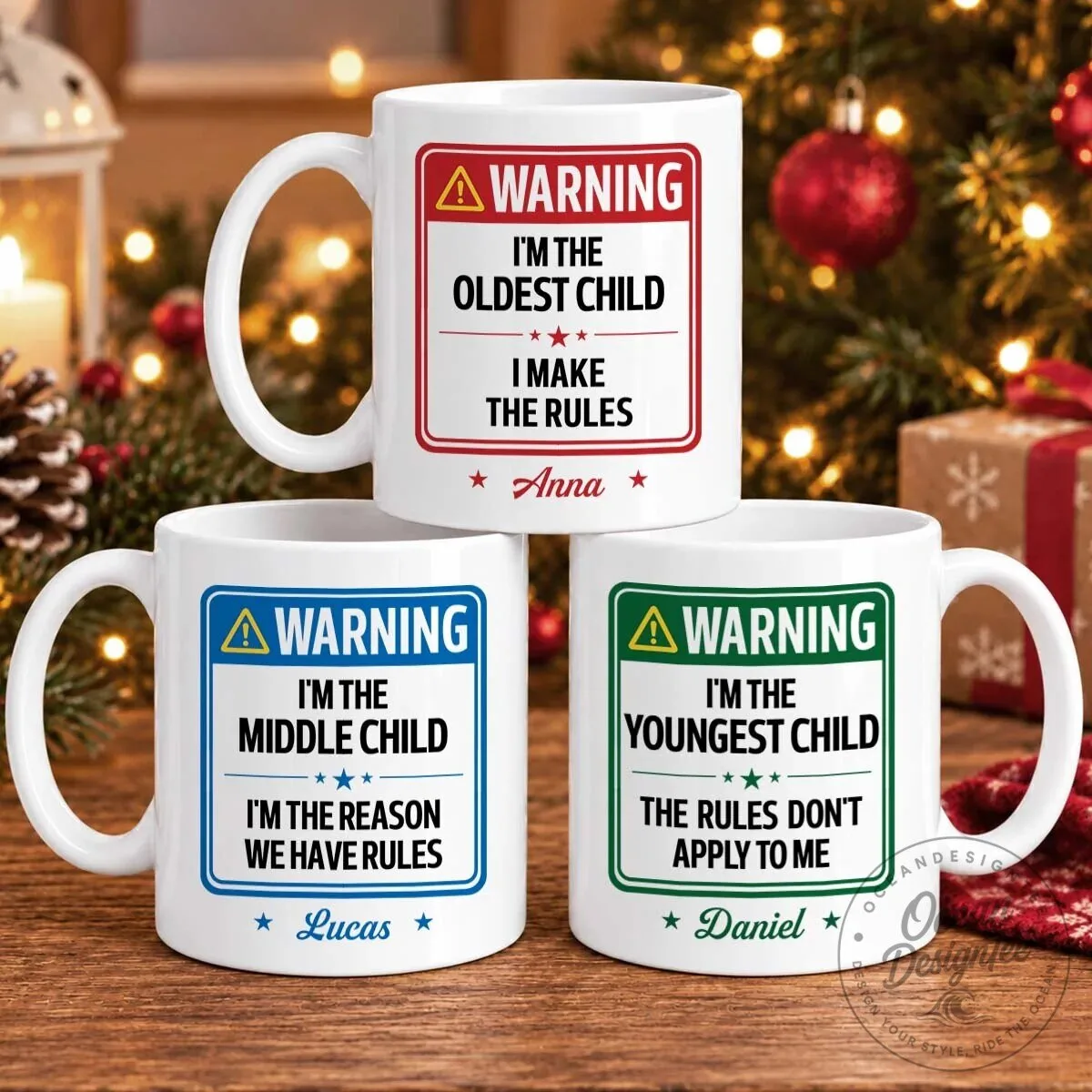 Funny Sibling Warning Oldest Middle Youngest Child Personalized Coffee Mug