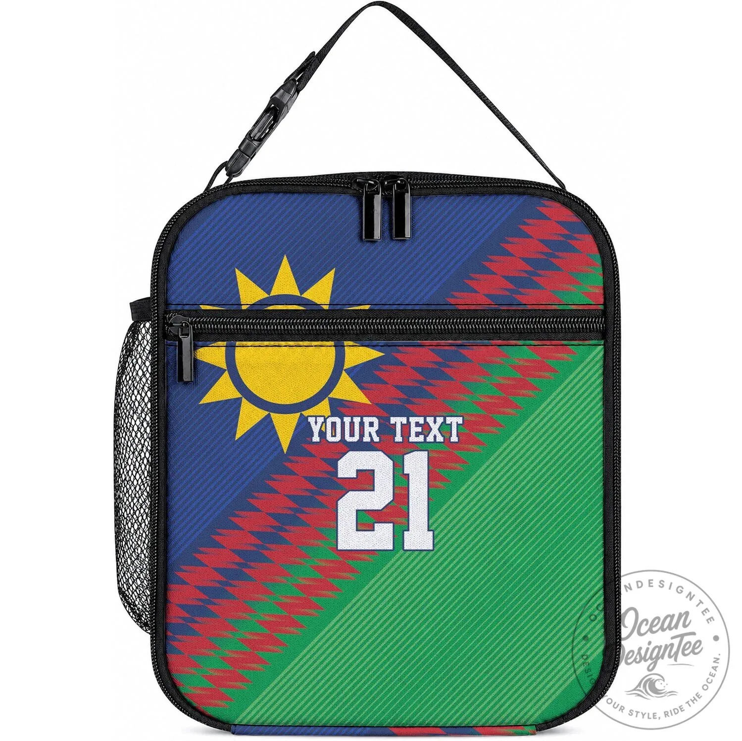 Custom Namibia Flag Pattern Insulated Lunch Bag