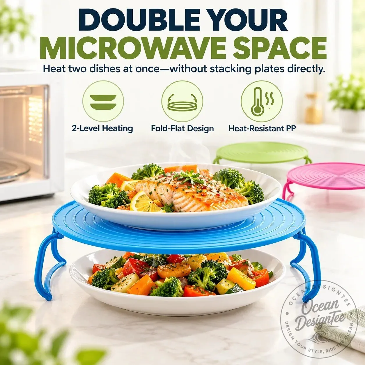 Microwave Plate Stacker and Heat-Resistant Trivet for Double Space 8 Microwave Plate Stacker and Heat-Resistant Trivet for Double Space