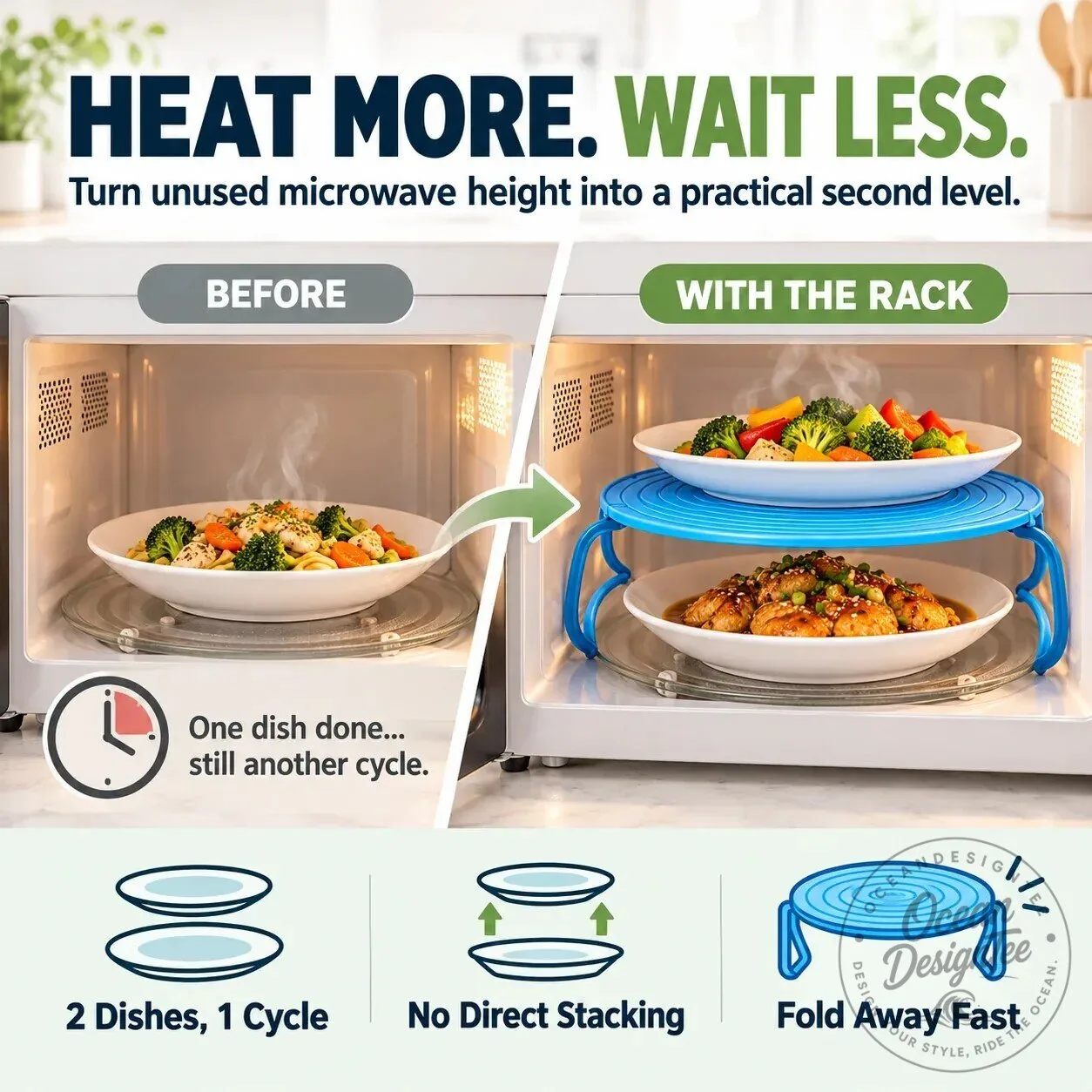 Microwave Plate Stacker and Heat-Resistant Trivet for Double Space 9 Microwave Plate Stacker and Heat-Resistant Trivet for Double Space