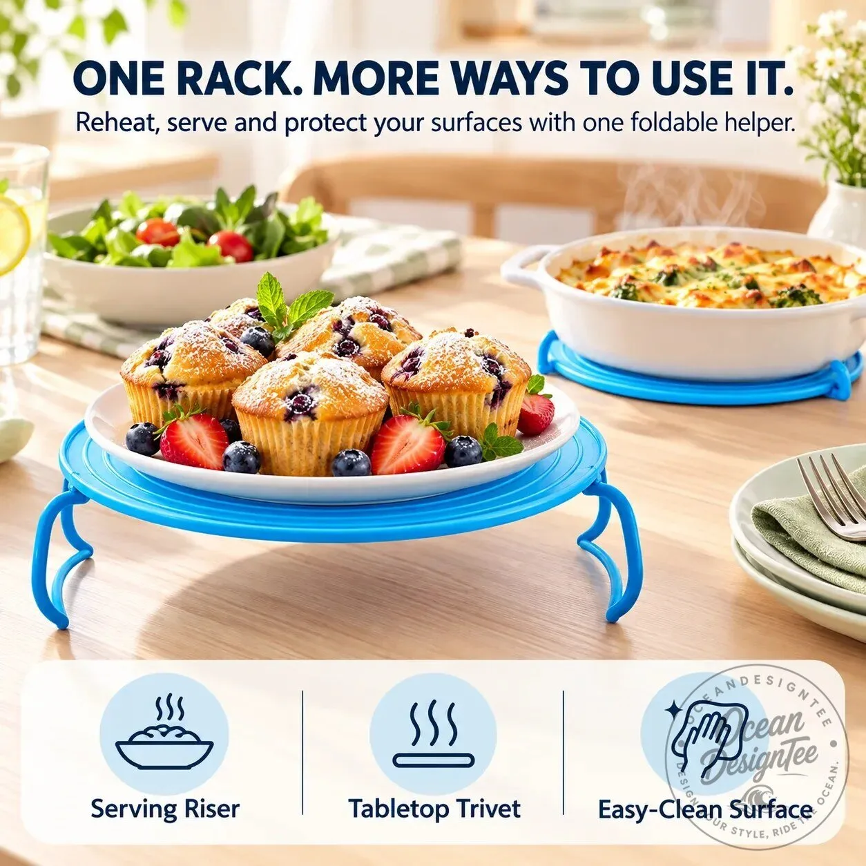 Microwave Plate Stacker and Heat-Resistant Trivet for Double Space 11 Microwave Plate Stacker and Heat-Resistant Trivet for Double Space