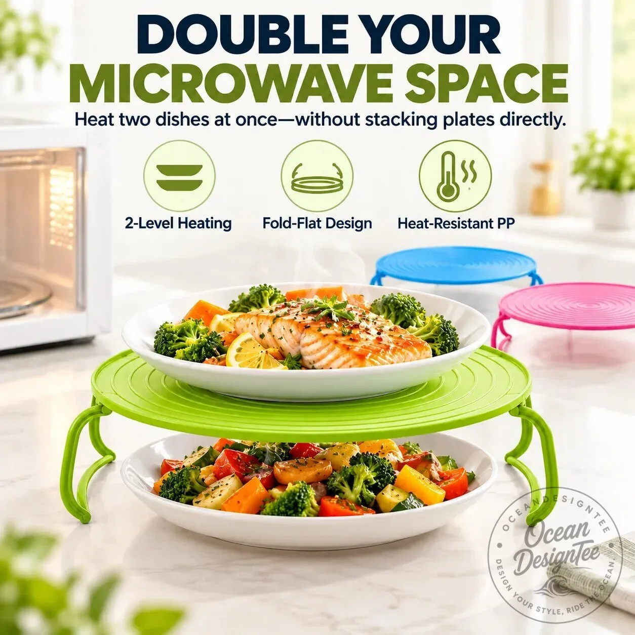 Microwave Plate Stacker and Heat-Resistant Trivet for Double Space 14 Microwave Plate Stacker and Heat-Resistant Trivet for Double Space