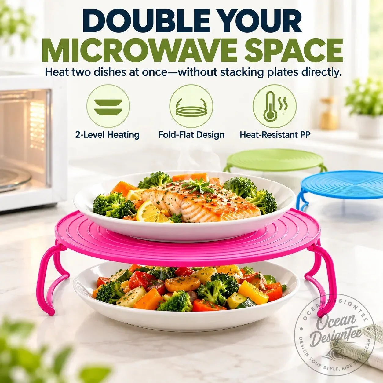 Microwave Plate Stacker and Heat-Resistant Trivet for Double Space 15 Microwave Plate Stacker and Heat-Resistant Trivet for Double Space