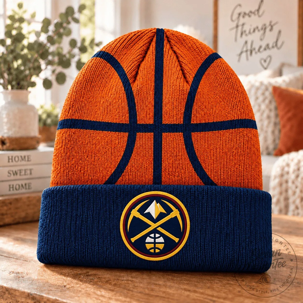 Denver Nuggets Basketball Team Logo Orange and Blue Knitted Beanie Cap Hat 9 Denver Nuggets Basketball Team Logo Orange and Blue Knitted Beanie Cap Hat