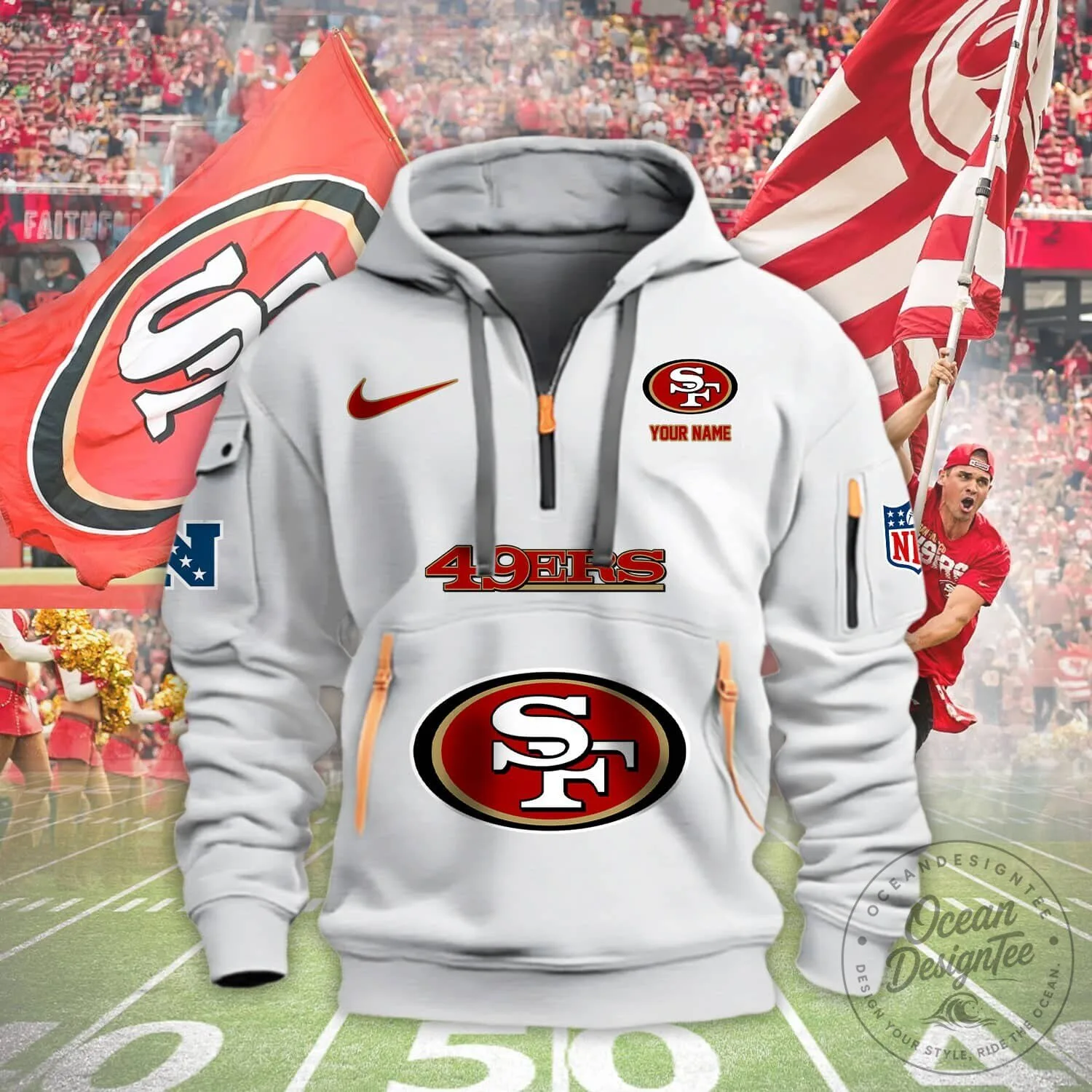 San Francisco 49ers NFL Team Logo Personalized Red Hoodie 9 San Francisco 49ers NFL Team Logo Personalized Red Hoodie