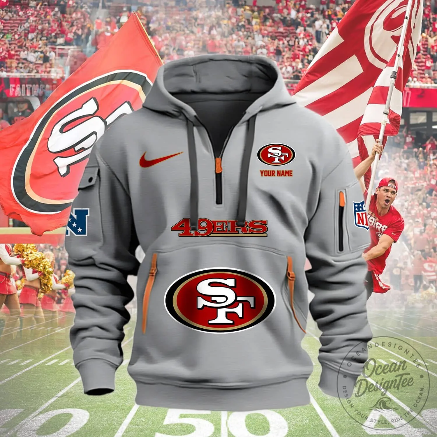 San Francisco 49ers NFL Team Logo Personalized Red Hoodie 10 San Francisco 49ers NFL Team Logo Personalized Red Hoodie