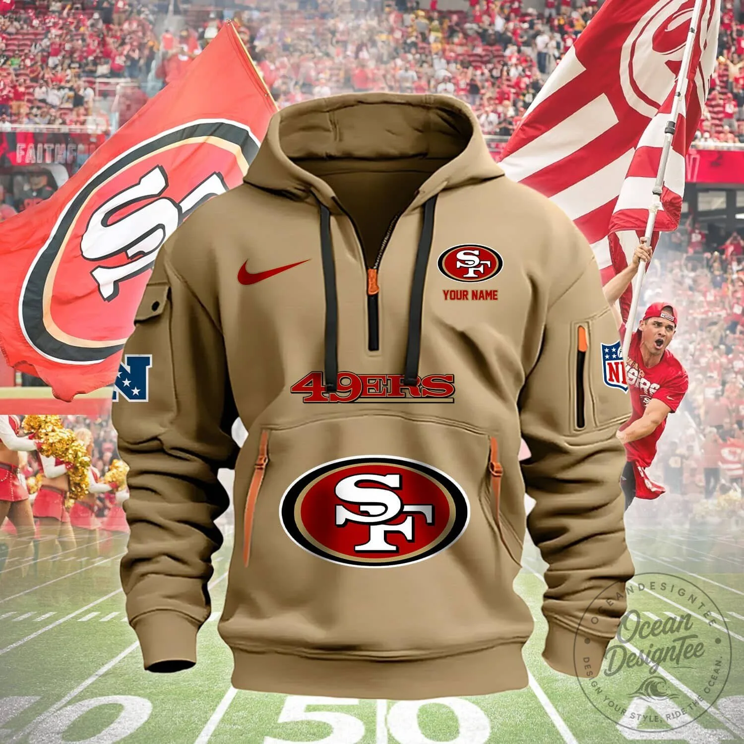 San Francisco 49ers NFL Team Logo Personalized Red Hoodie 11 San Francisco 49ers NFL Team Logo Personalized Red Hoodie