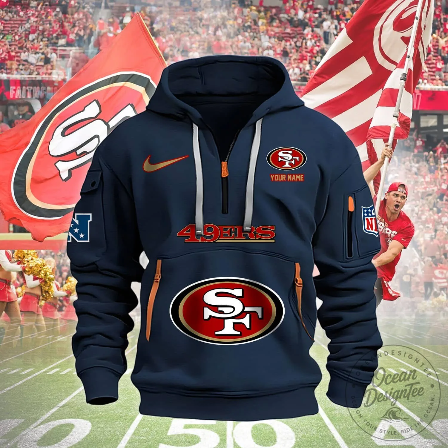 San Francisco 49ers NFL Team Logo Personalized Red Hoodie 12 San Francisco 49ers NFL Team Logo Personalized Red Hoodie