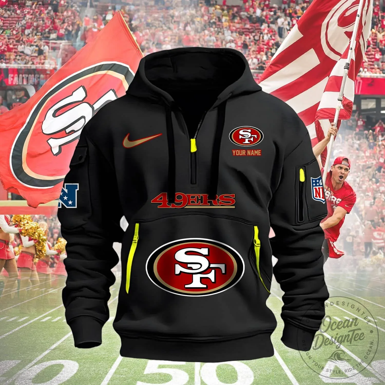 San Francisco 49ers NFL Team Logo Personalized Red Hoodie 13 San Francisco 49ers NFL Team Logo Personalized Red Hoodie