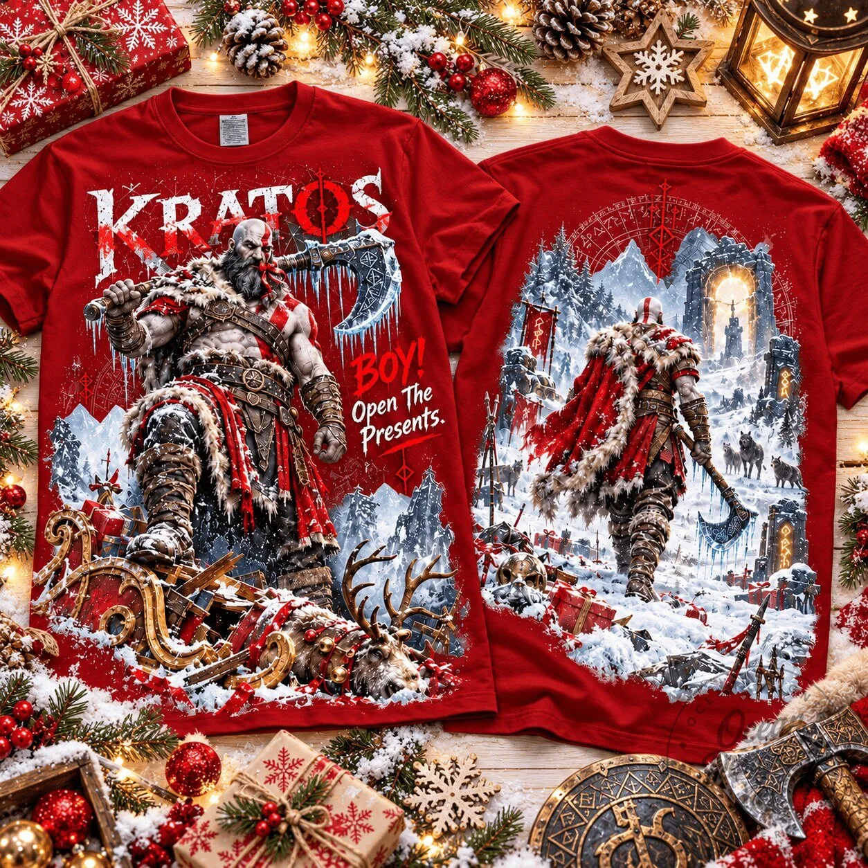 God of War Kratos Frozen Fury Christmas PC Gaming T-Shirt