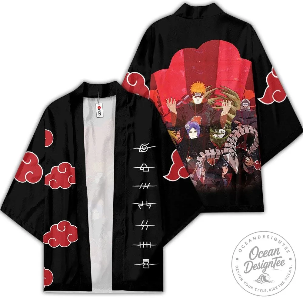 Naruto Akatsuki Red Clouds Anime Japanese Kimono Cardigan Jacket