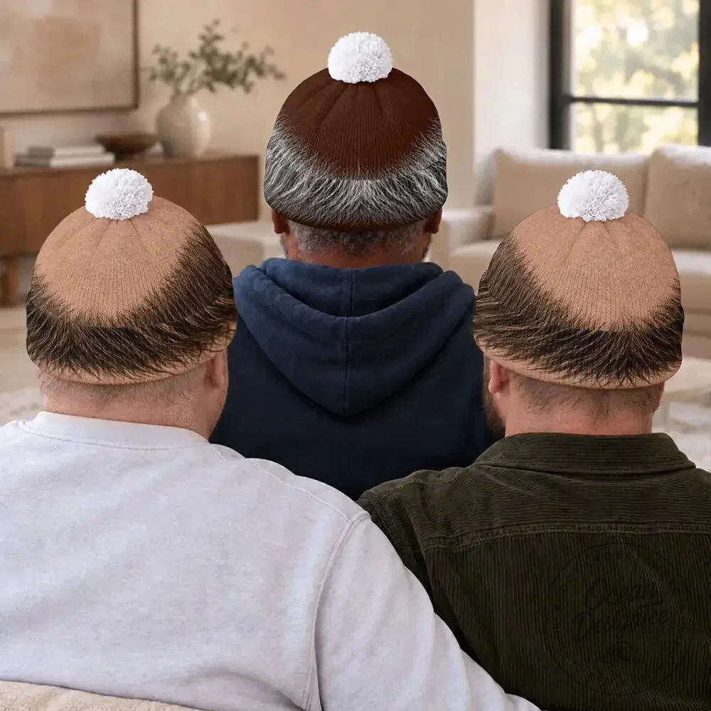 Funny Bald Head Beanie Hat with Realistic Hairline Print Gag Gift 13 Funny Bald Head Beanie Hat with Realistic Hairline Print Gag Gift