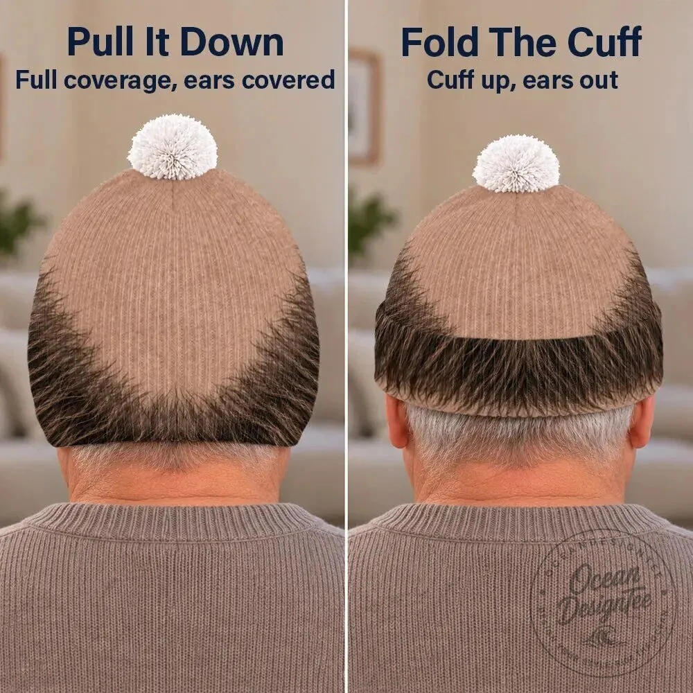Funny Bald Head Beanie Hat with Realistic Hairline Print Gag Gift 17 Funny Bald Head Beanie Hat with Realistic Hairline Print Gag Gift