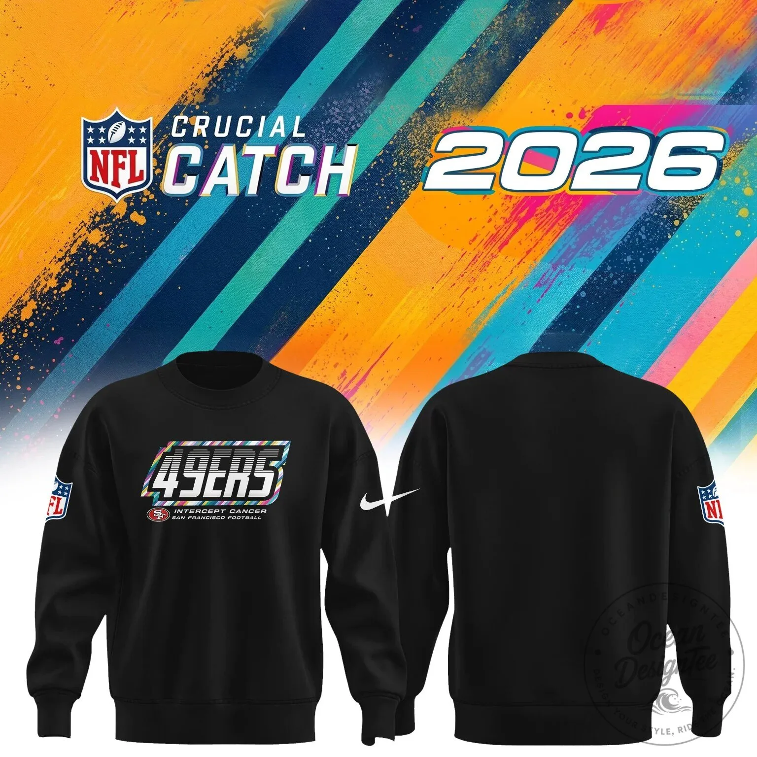 Black Sweatshirt for 2026 Crucial Catch - Intercept Cancer by San Francisco 49ers 1 Black Sweatshirt for 2026 Crucial Catch - Intercept Cancer by San Francisco 49ers